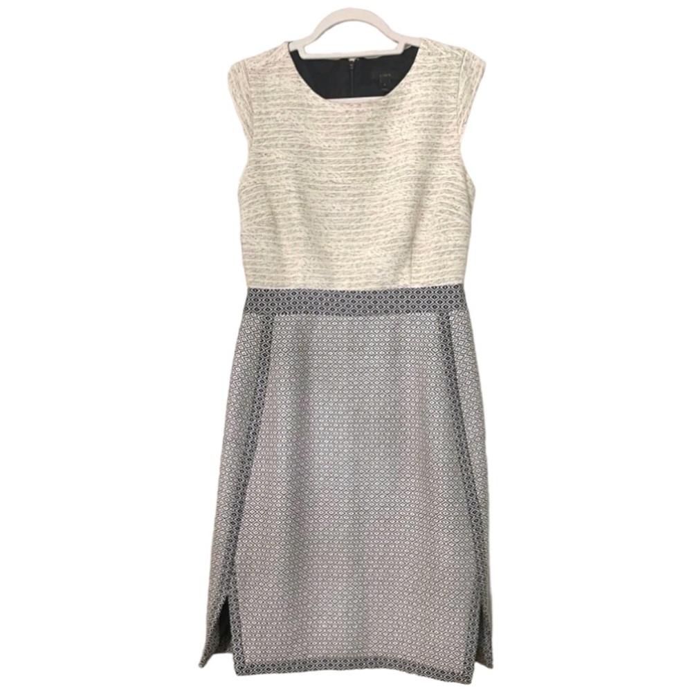 J. Crew Cream and Gray Textured Dress